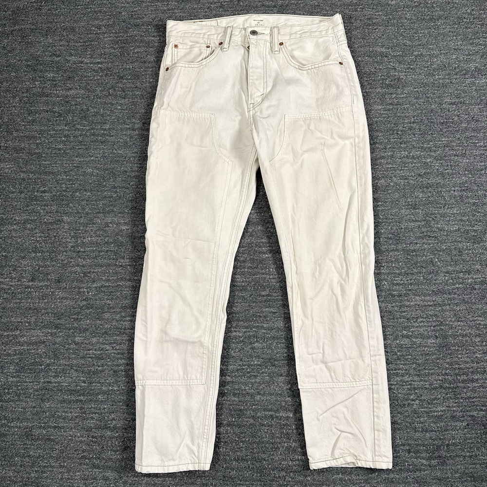 Levis Jeans Mens 32X30 Ivory Denim Altered 502 Carpenter Double Knee Work Pants